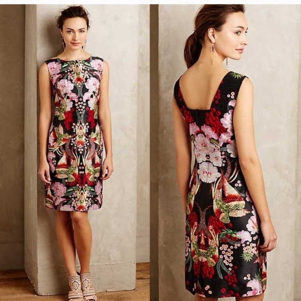 Anthropologie Multicolor Floral Midi Dress